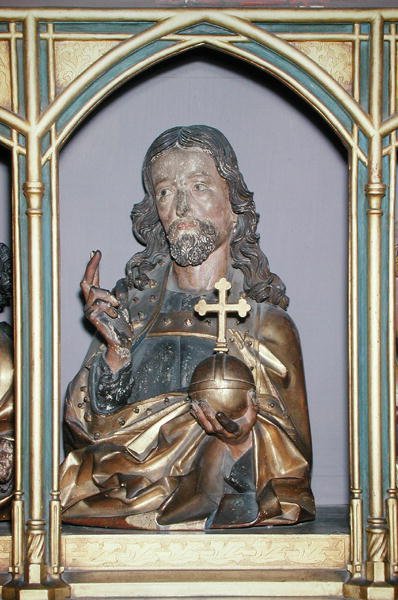 Tallado en madera de Jesucristo, detalle de la predela del Retablo de Isenheim, c.1490 de Nikolaus Hagenauer